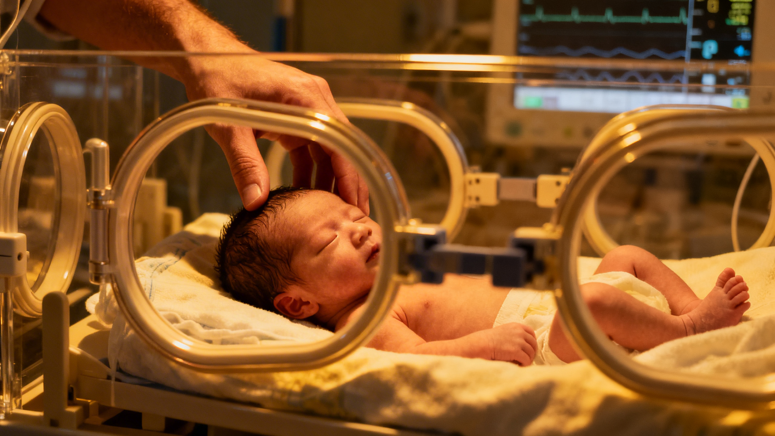 Bébé prématuré en couveuse dans un service de néonatalogie