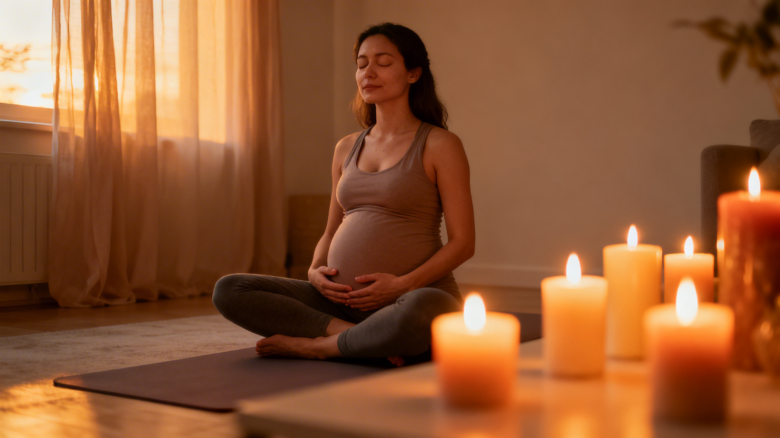 Femme enceinte allongée dans son lit, les yeux ouverts la nuit