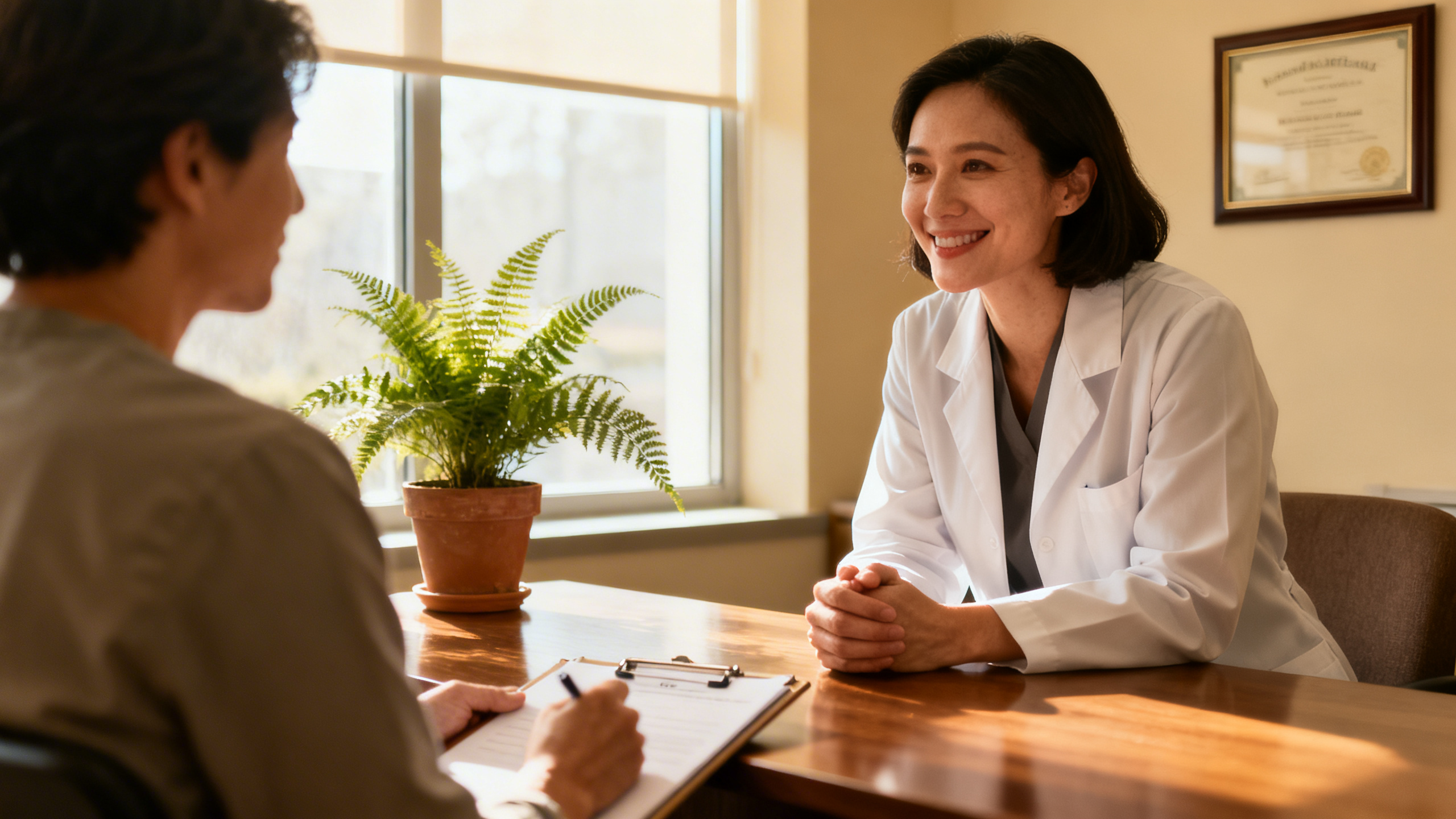 Femme en consultation médicale avec une gynécologue pour un bilan de fertilité