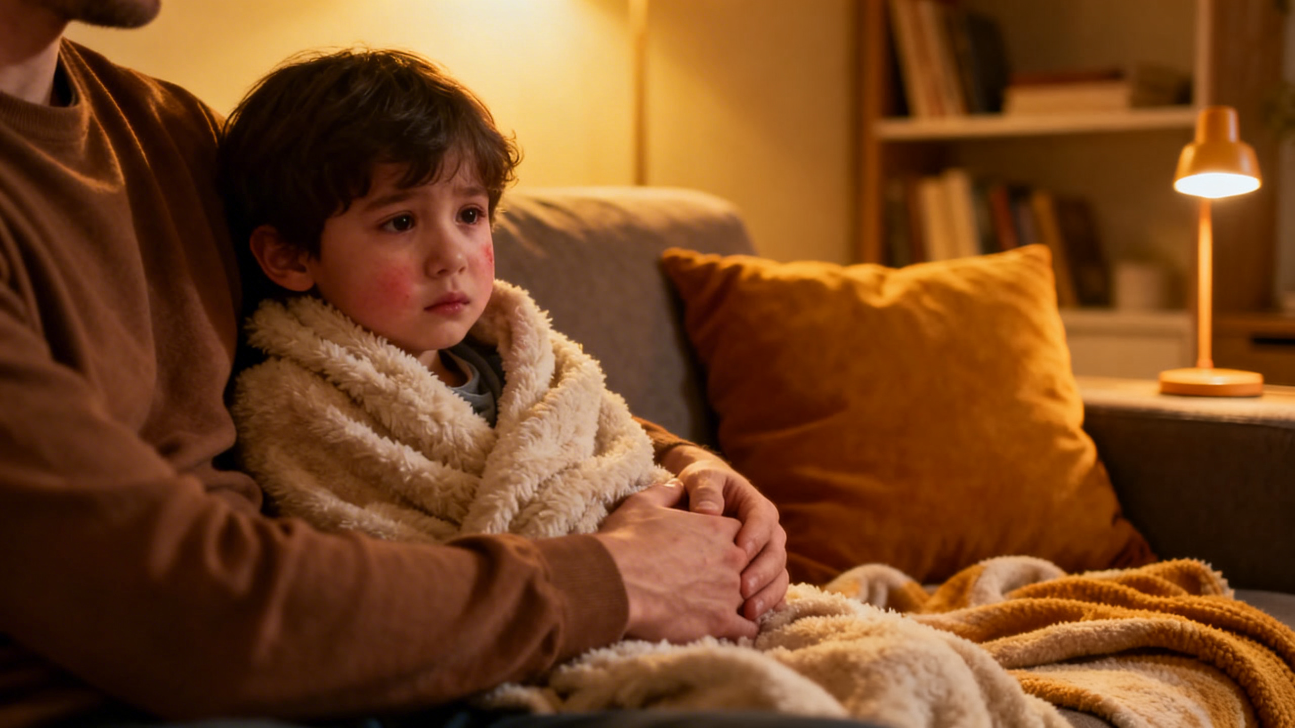 Enfant avec gonflement des glandes parotides caractéristique des oreillons