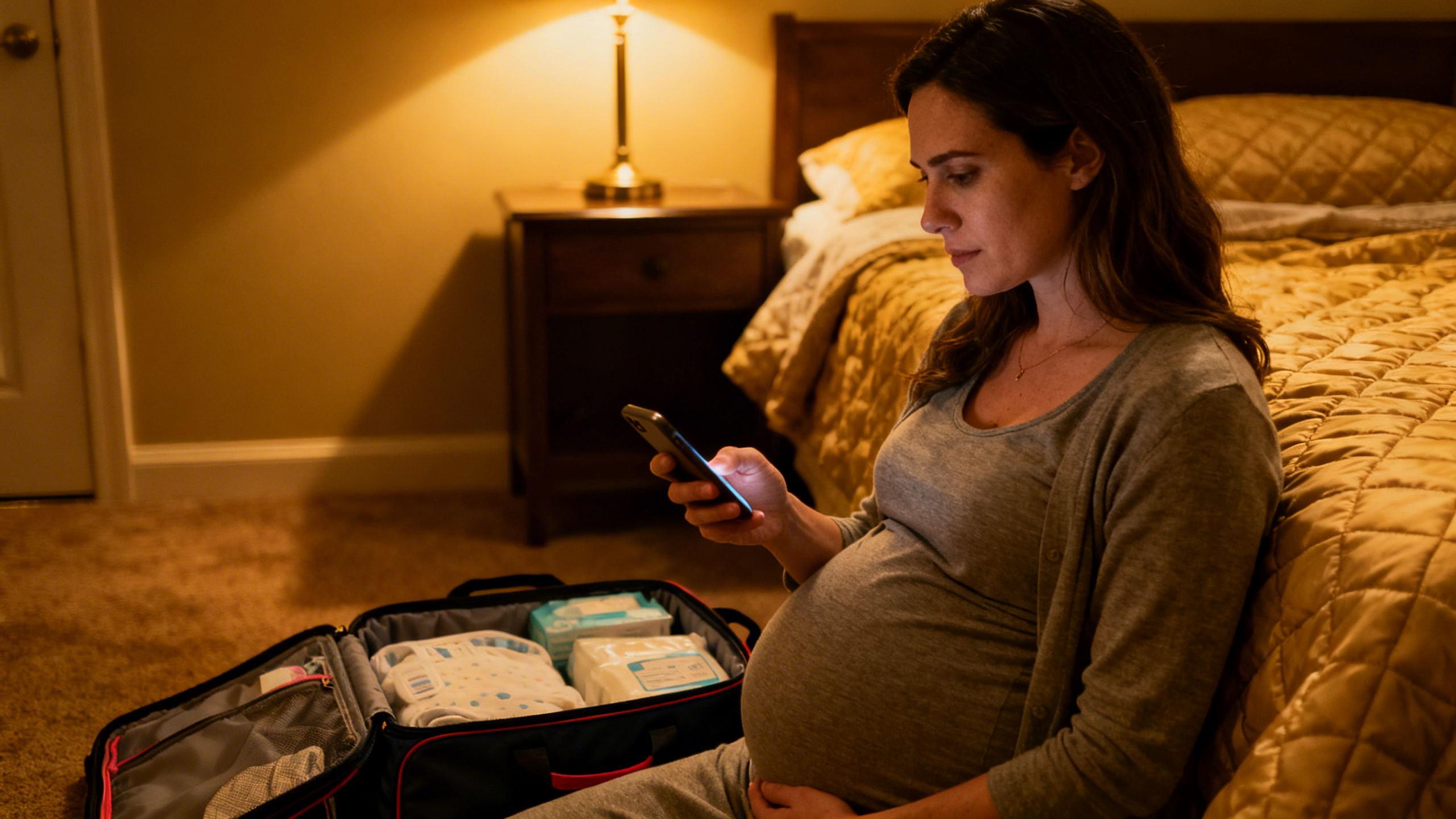 Future maman en fin de grossesse qui se questionne sur les signes de l'accouchement