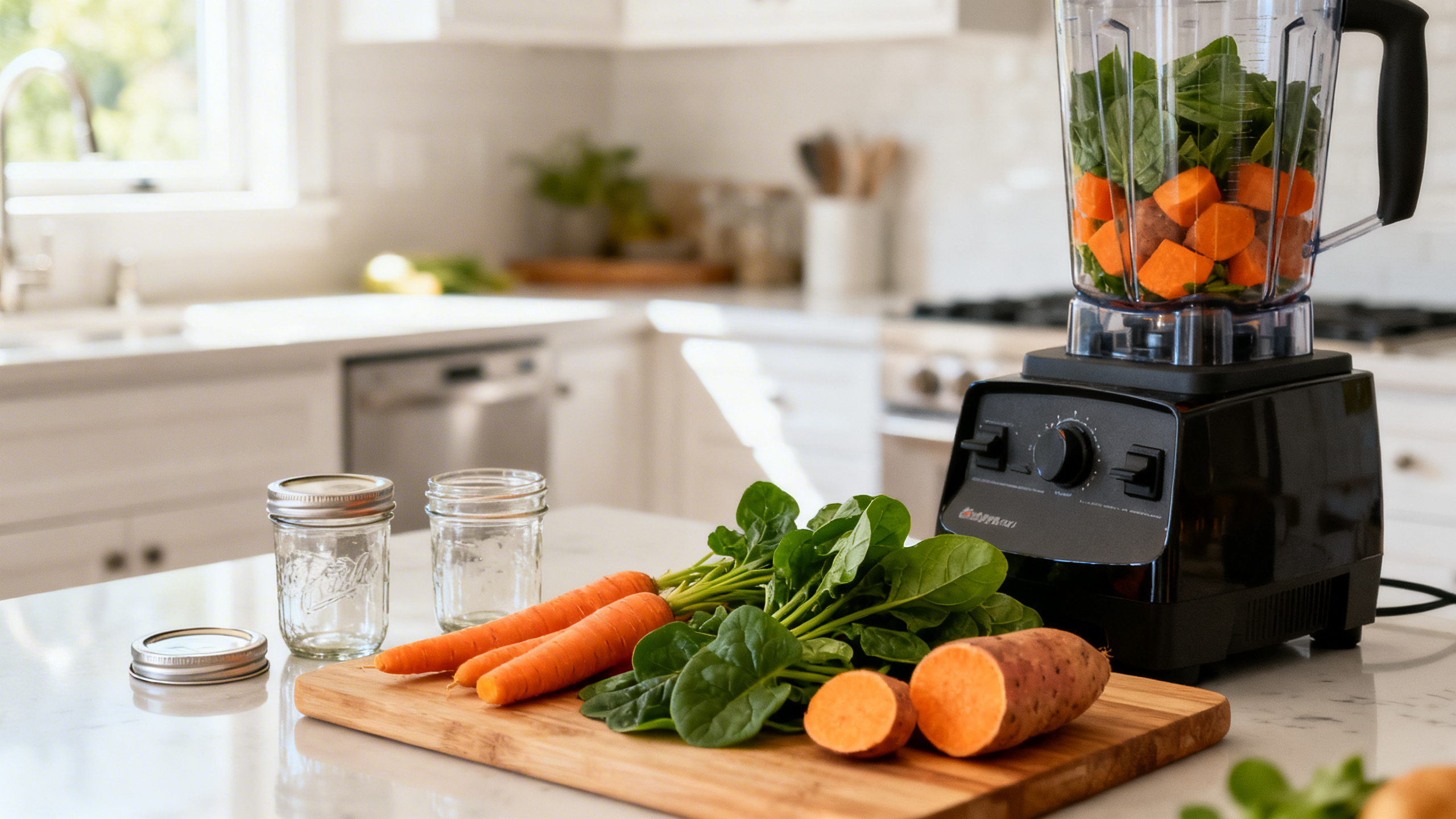 Petits pots de purée maison pour bébé avec légumes frais