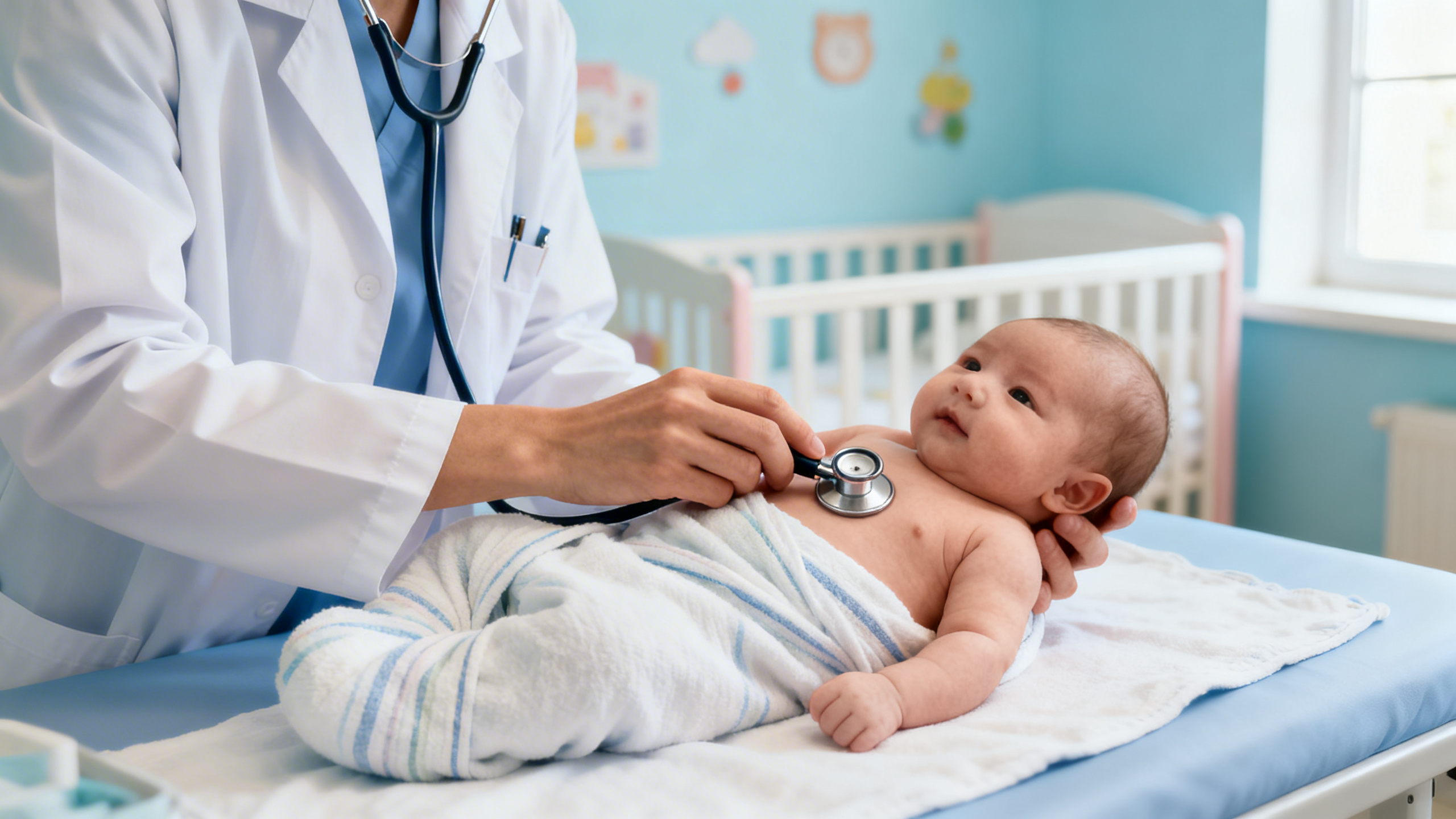 Médecin examinant un nouveau-né à la maternité