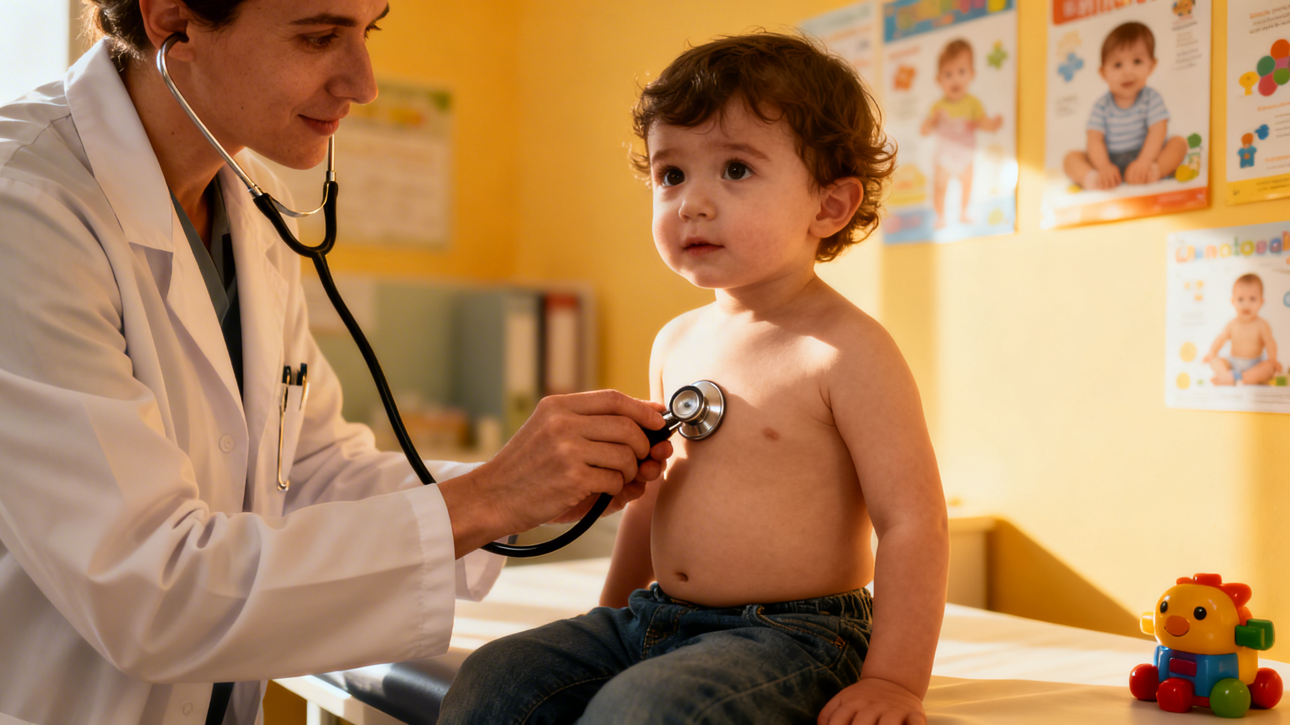 Enfant avec éruption cutanée caractéristique de la rougeole sur le visage