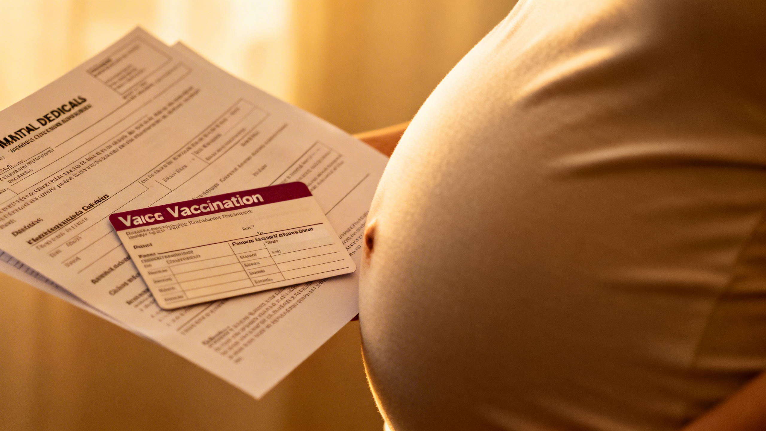 Carnet de vaccination avec seringue et document médical