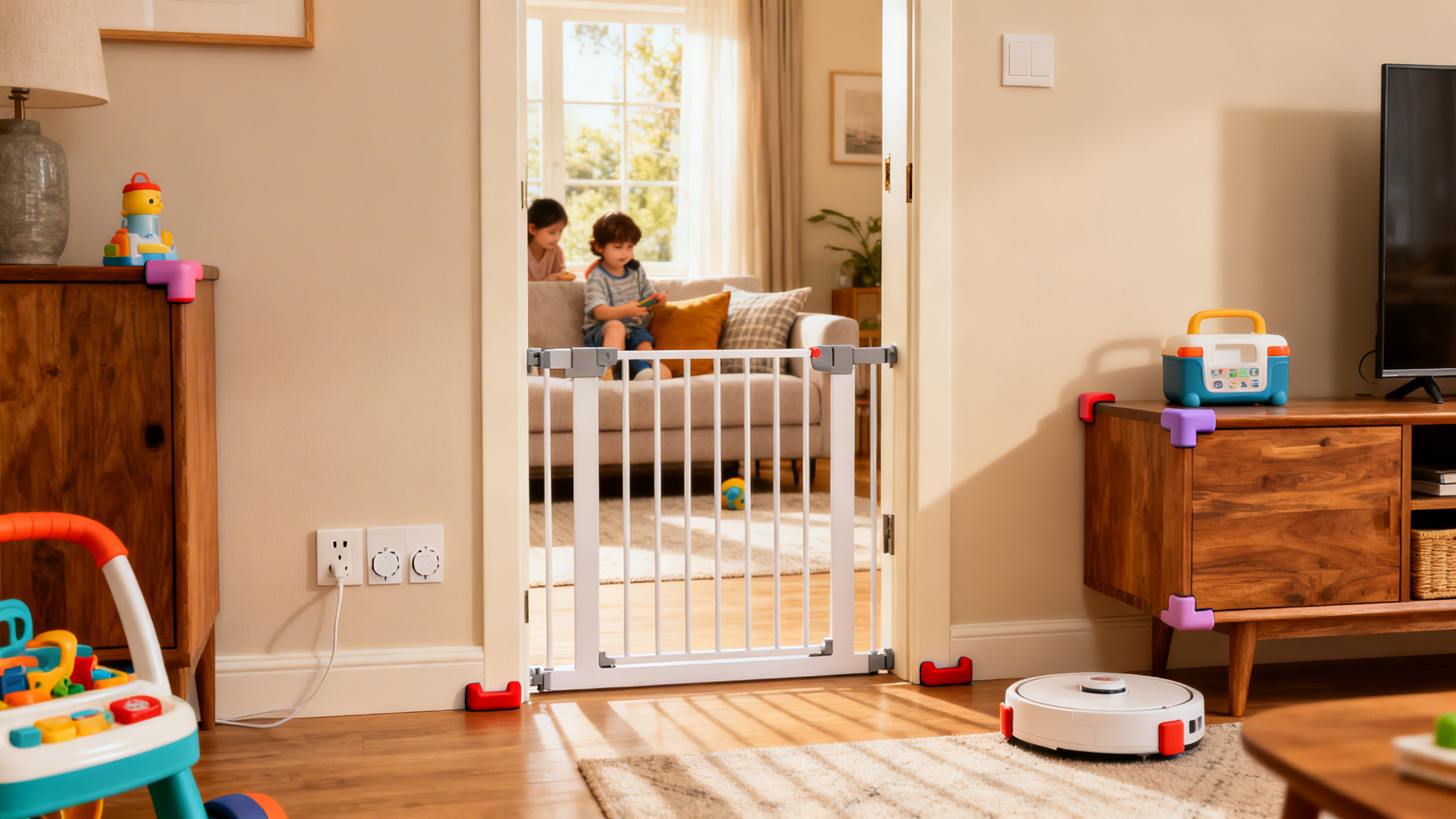 Barrière de sécurité pour bébé en haut d'un escalier