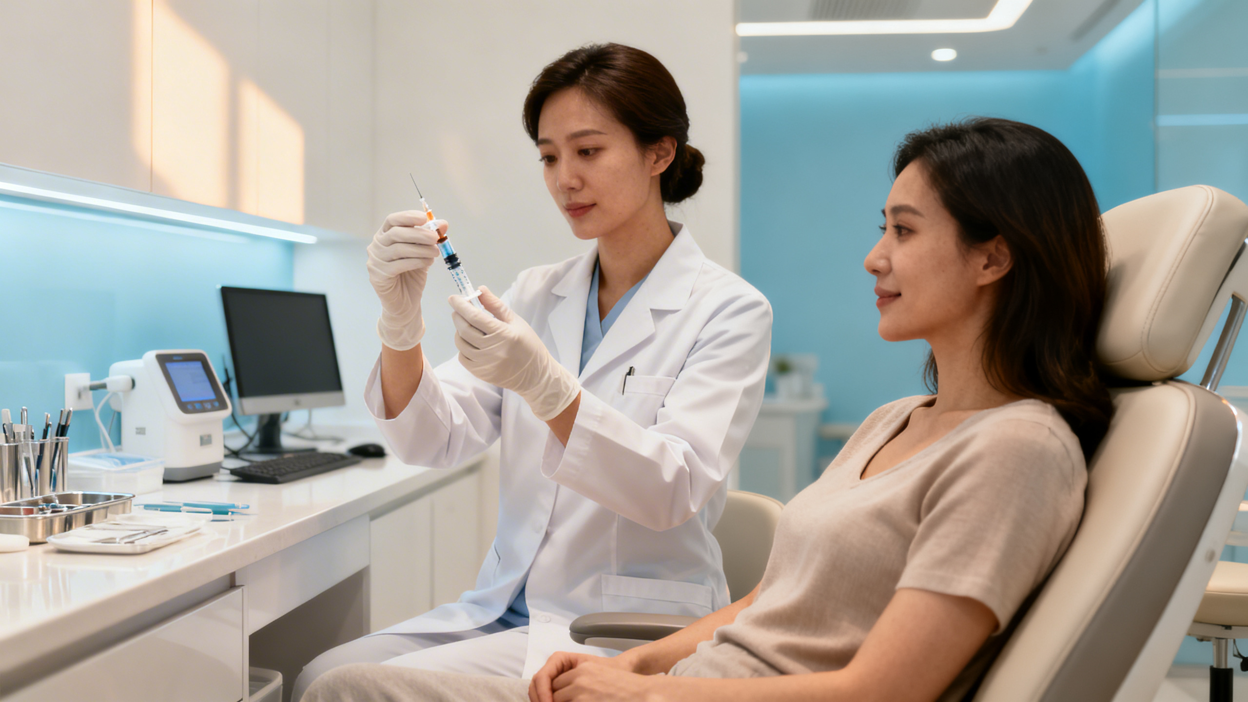 Médecin présentant un protocole de stimulation ovarienne à une patiente