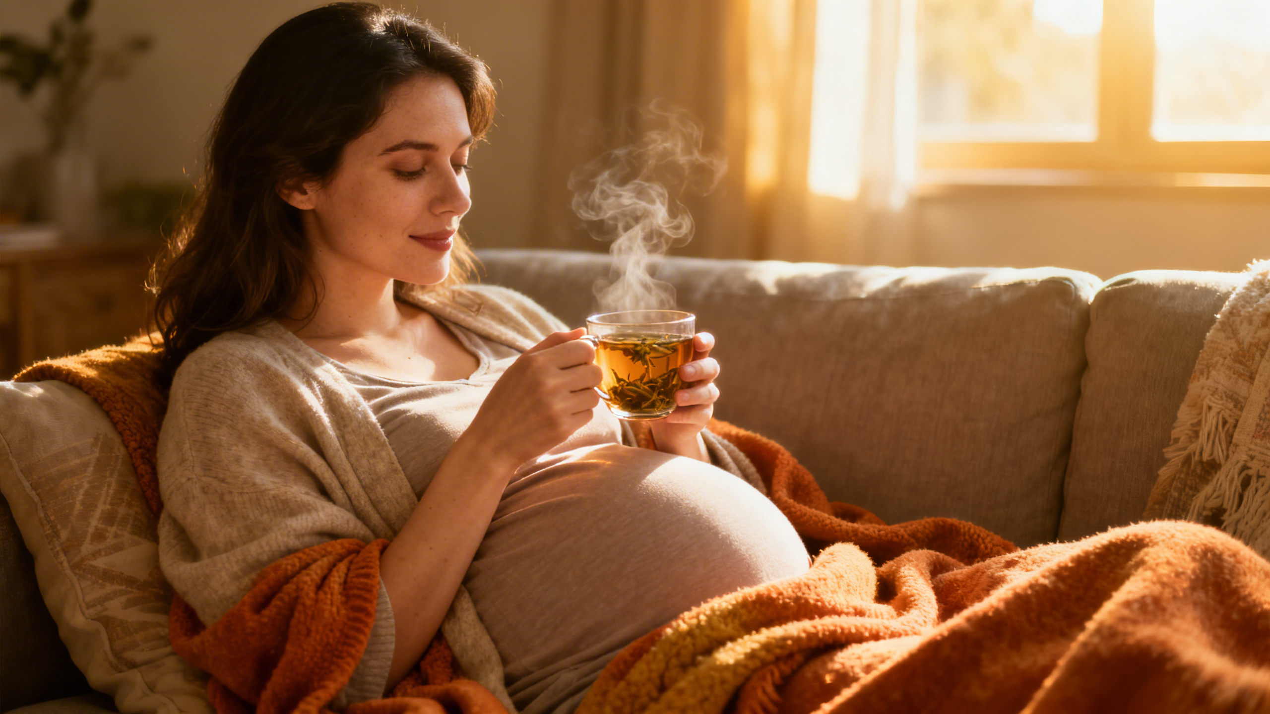 Femme enceinte tenant un test de grossesse positif, souriante