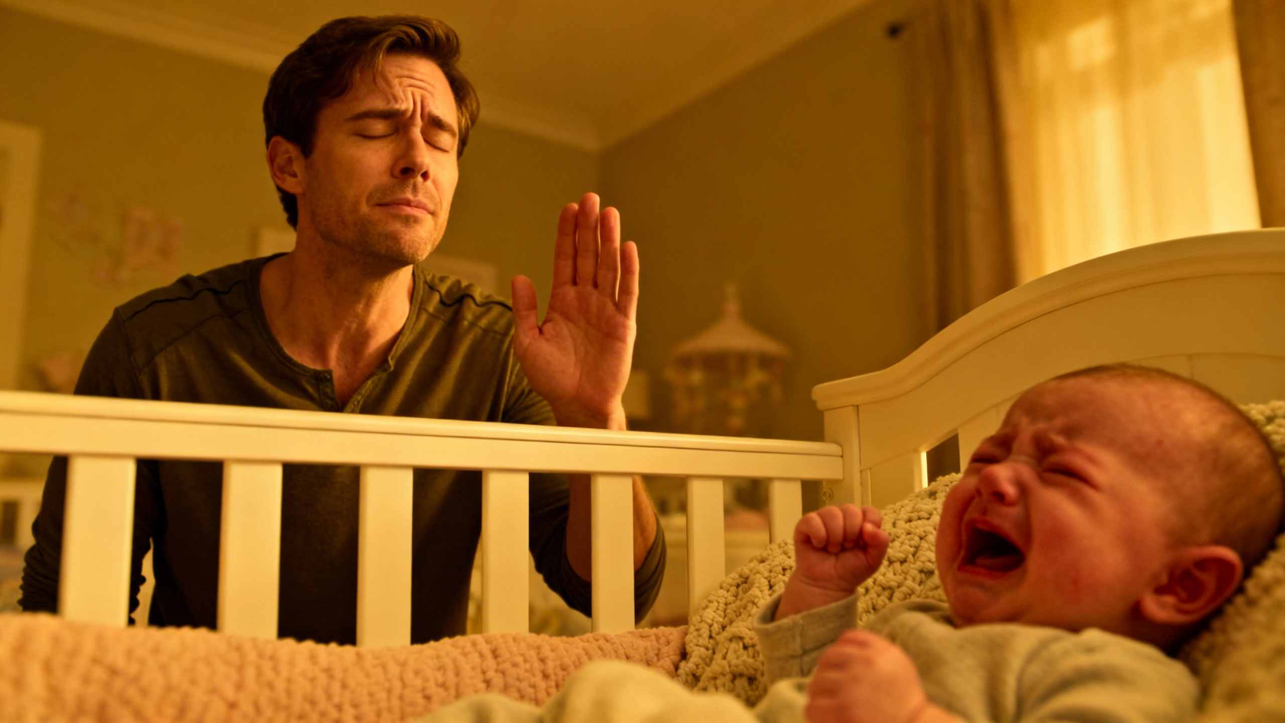 Parent calme tenant son bébé dans les bras de façon sécurisée